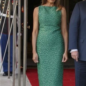 Brandon Maxwell Leopard Jacquard dress green
